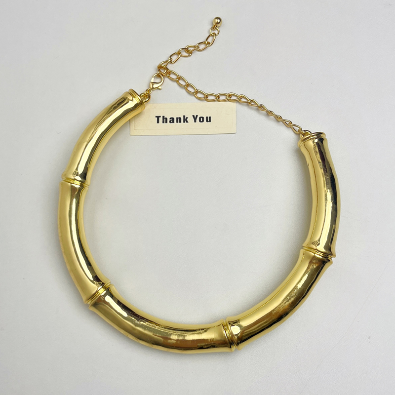 French Vintage Enamel Drip Oil Irregular Bamboo Joint Choker Necklace for Women - High-End Autumn Winter 2025 Fashion Accessory