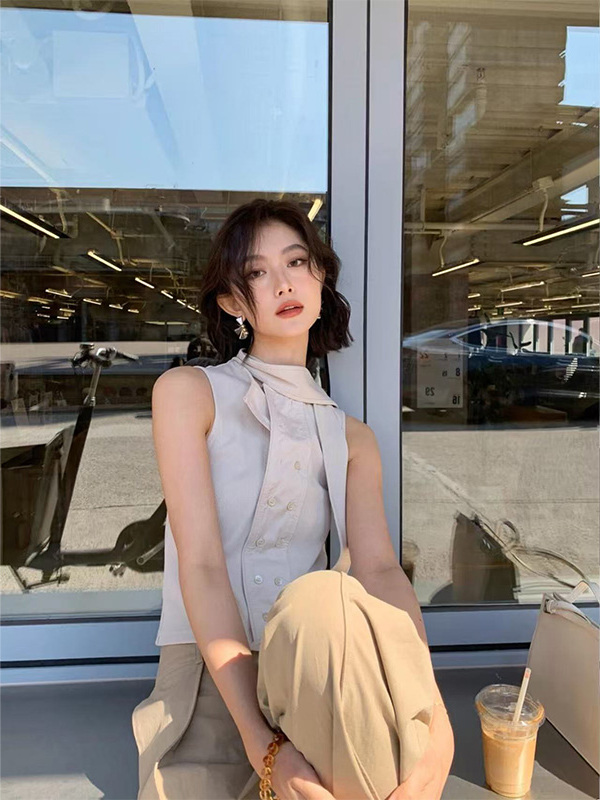 French Vintage Flowing Ribbon Sleeveless Knitted Vest - Versatile Women's Summer Top with 90s Style Charm