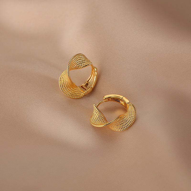 French Vintage Gold Twisted Hoop Earrings for Women - Minimalist 2025 Design, Chic Niche Vintage Style