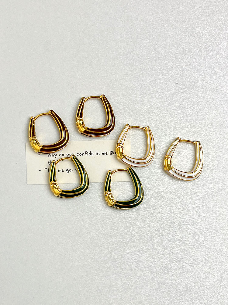 French Vintage Melard Enamel Drip Glaze High-End Ear Clip Earrings - Unique Elegant Design for Women, Timeless Chic Accessory French Vintage Melard Enamel Drip Glaze High-End Ear Clip Earrings - Unique Elegant Design for Women, Timeless Chic Accessory