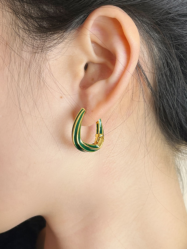 French Vintage Melard Enamel Drip Glaze High-End Ear Clip Earrings - Unique Elegant Design for Women, Timeless Chic Accessory French Vintage Melard Enamel Drip Glaze High-End Ear Clip Earrings - Unique Elegant Design for Women, Timeless Chic Accessory