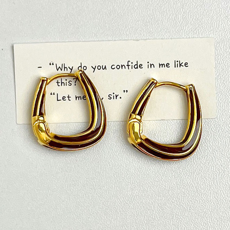 French Vintage Melard Enamel Drip Glaze High-End Ear Clip Earrings - Unique Elegant Design for Women, Timeless Chic Accessory