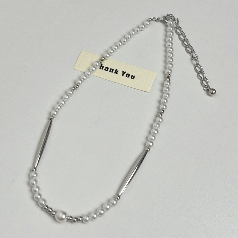 French Vintage Metal Bamboo Joint Pearl Necklace for Women - High-End Layered Clavicle Chain for Autumn/Winter 2025 French Vintage Metal Bamboo Joint Pearl Necklace for Women - High-End Layered Clavicle Chain for Autumn/Winter 2025