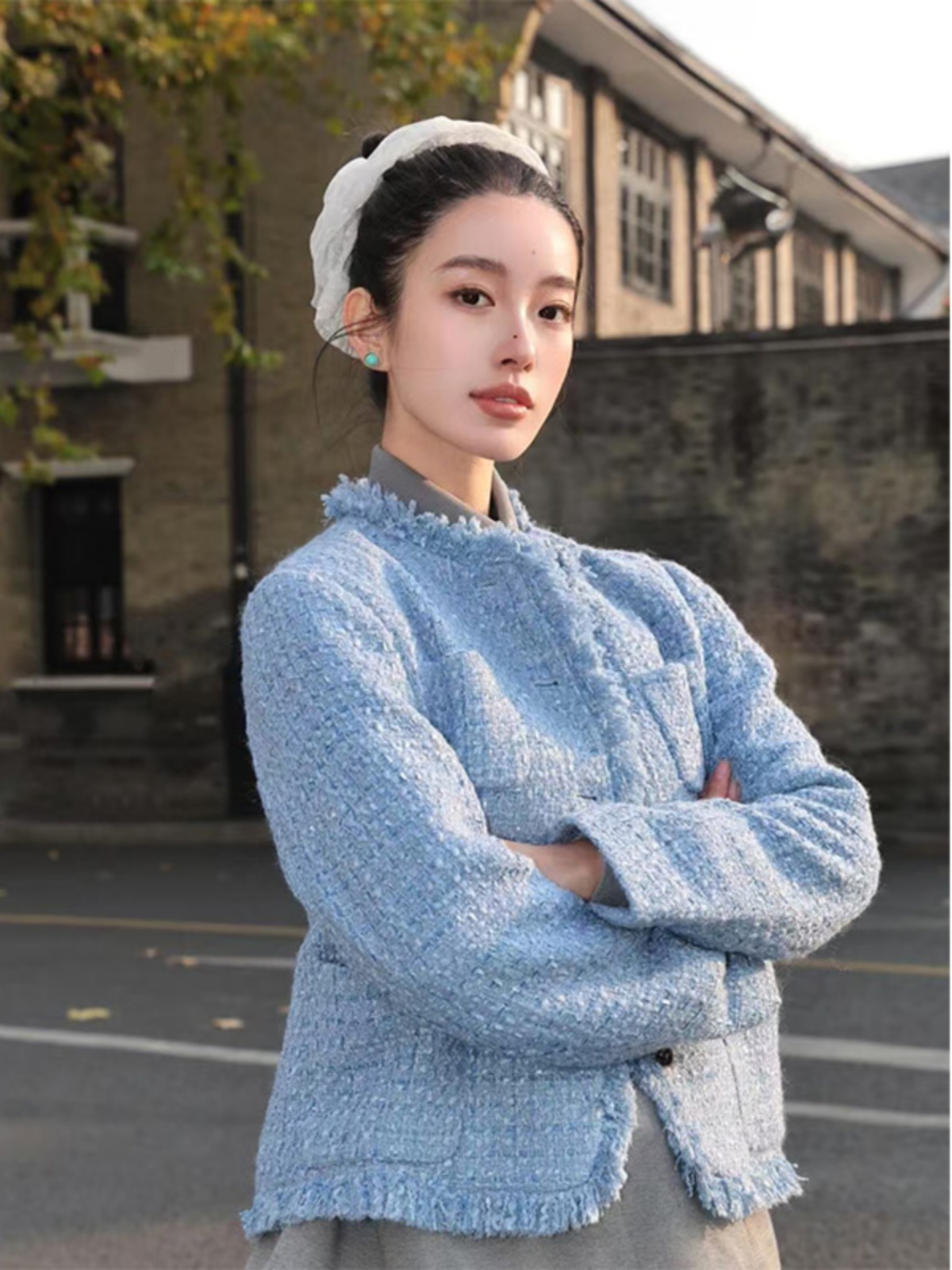 French Vintage Round Neck Cardigan for Women - Short Wool Coat with Small Fragrant Wind Temperament - Chic 90s Style Outerwear