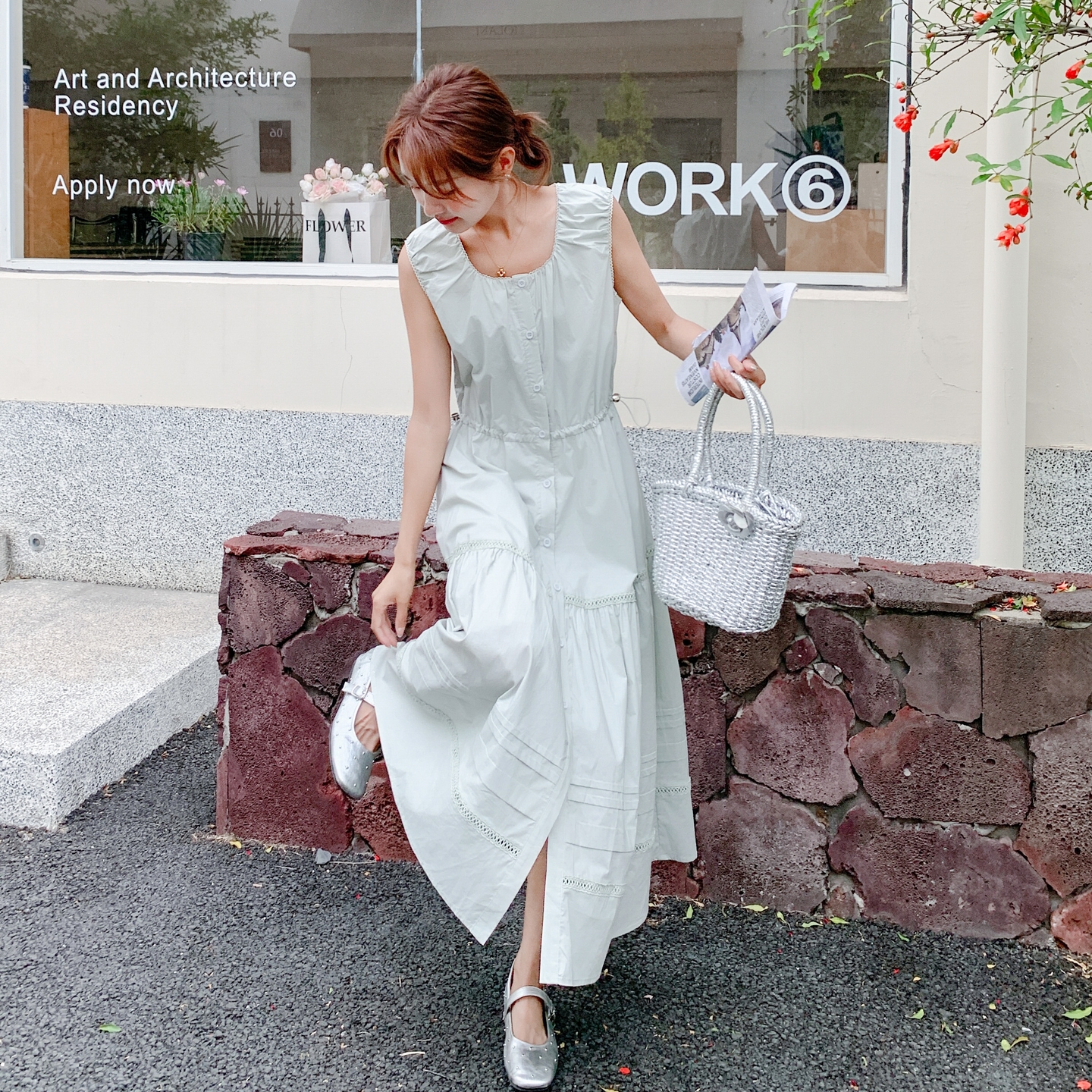 French Vintage Sleeveless Dress for Women - Solid Color Elegant Slim Long Dress for Summer 2025