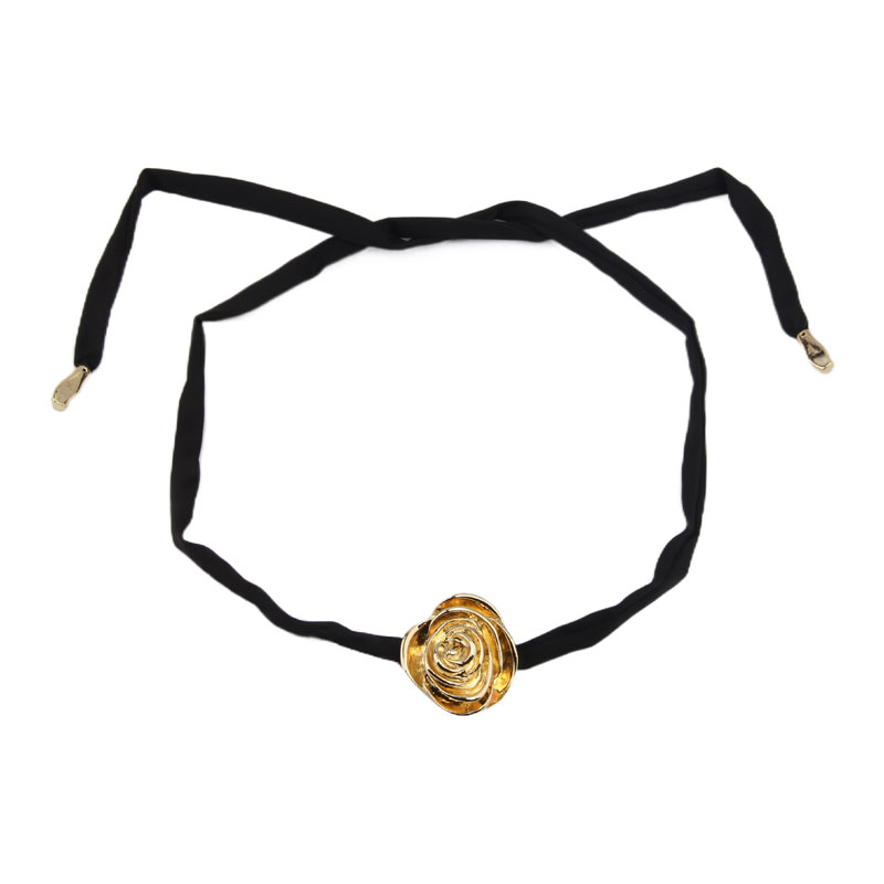 French Vintage Three-Dimensional Metal Flower Lace-Up Choker Necklace for Summer - Sweet Cool Spicy Girl Style French Vintage Three-Dimensional Metal Flower Lace-Up Choker Necklace for Summer - Sweet Cool Spicy Girl Style