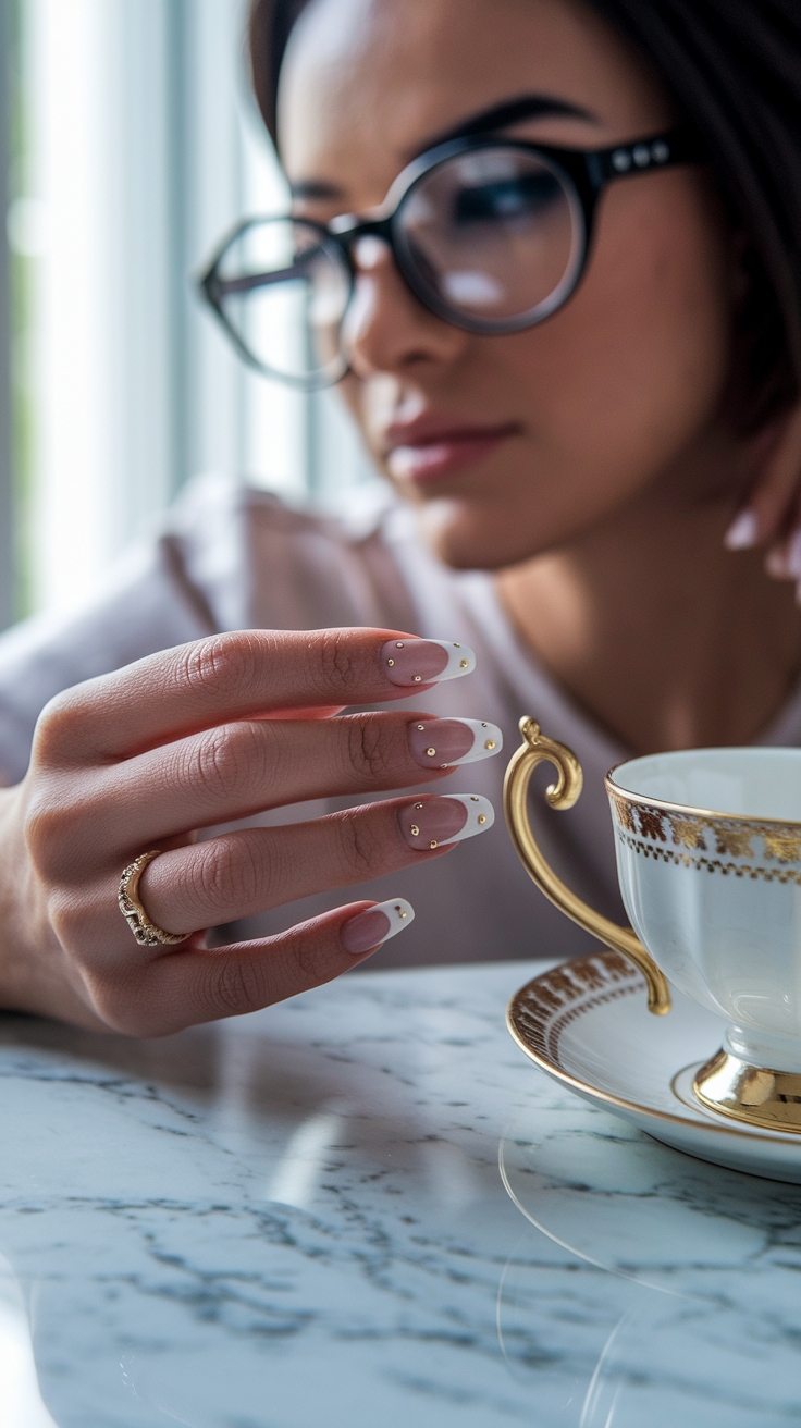 french tip nail art outfit idea