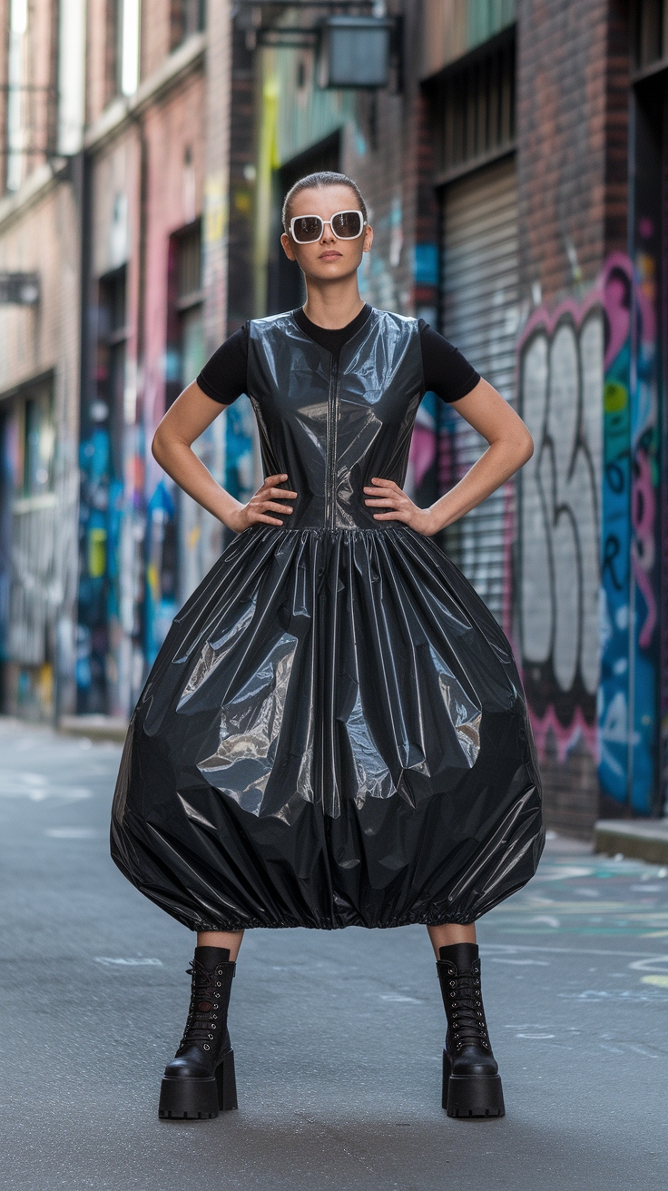 The Unique Garbage Bag Dress: A Fashion Statement outfit idea