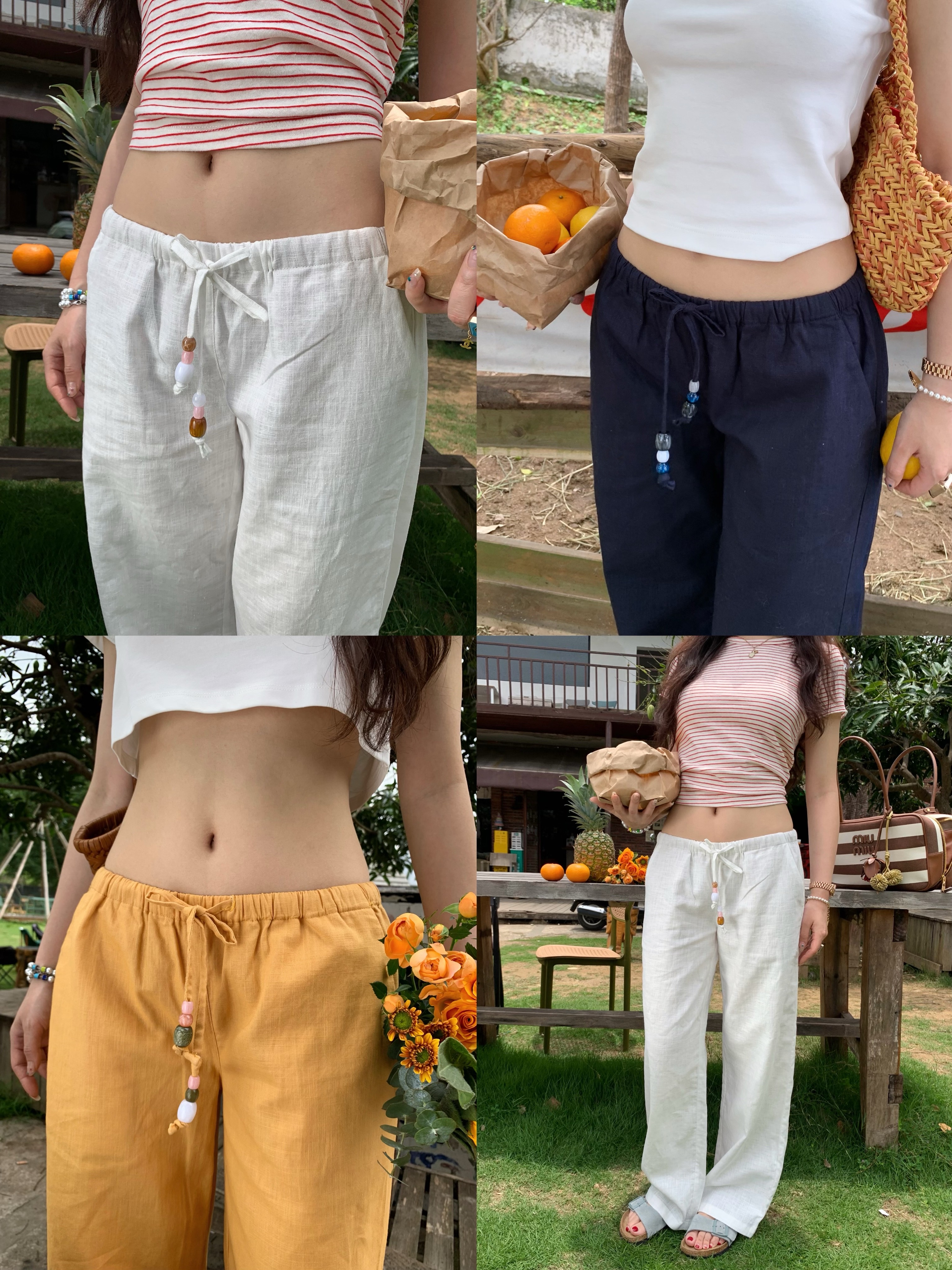 Gemstone Linen Pants for Summer - Lightweight, Comfortable, Available in 3 Colors, Perfect for Y2K and Casual Chic Styles Gemstone Linen Pants for Summer - Lightweight, Comfortable, Available in 3 Colors, Perfect for Y2K and Casual Chic Styles