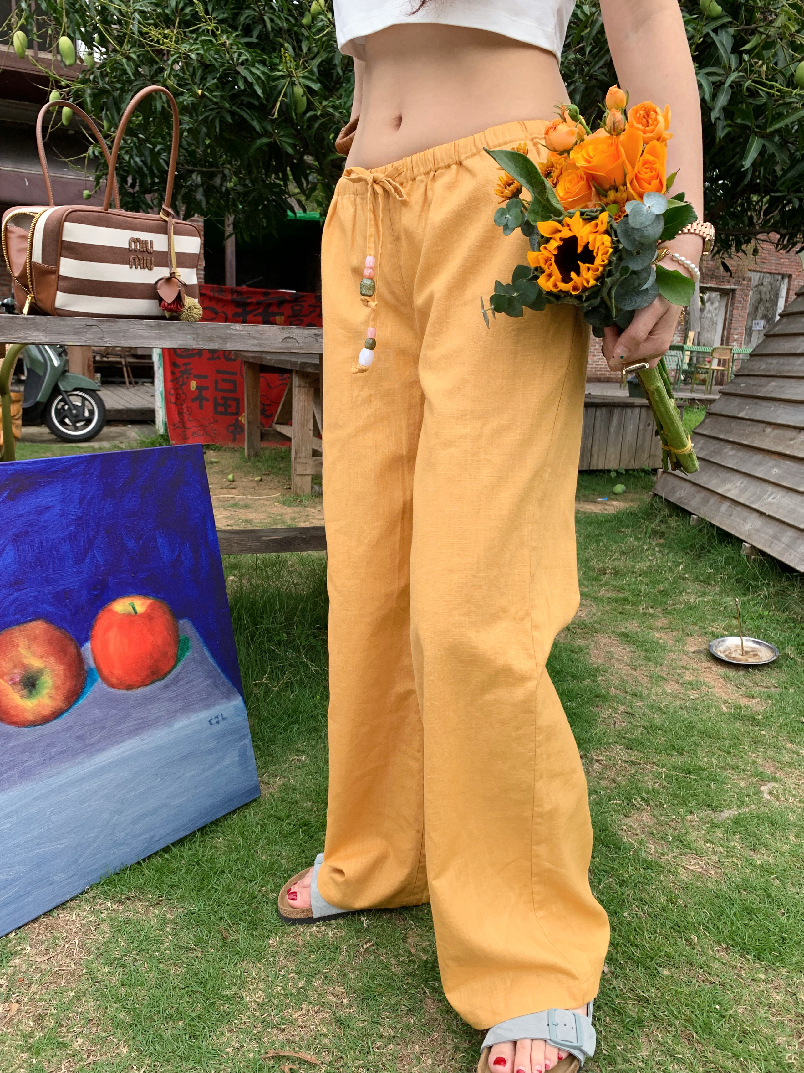 Gemstone Linen Pants for Summer - Lightweight, Comfortable, Available in 3 Colors, Perfect for Y2K and Casual Chic Styles Gemstone Linen Pants for Summer - Lightweight, Comfortable, Available in 3 Colors, Perfect for Y2K and Casual Chic Styles