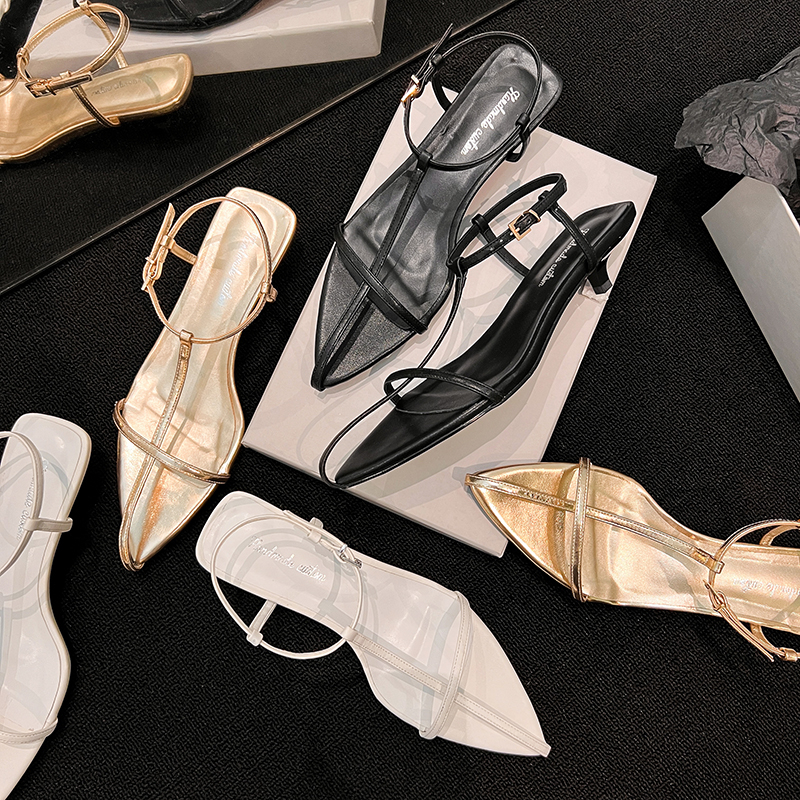 Genuine Leather Thin Strap Cross Cat Heel Open-Toe Sandals for Women - Vacation Style Roman Shoes Genuine Leather Thin Strap Cross Cat Heel Open-Toe Sandals for Women - Vacation Style Roman Shoes