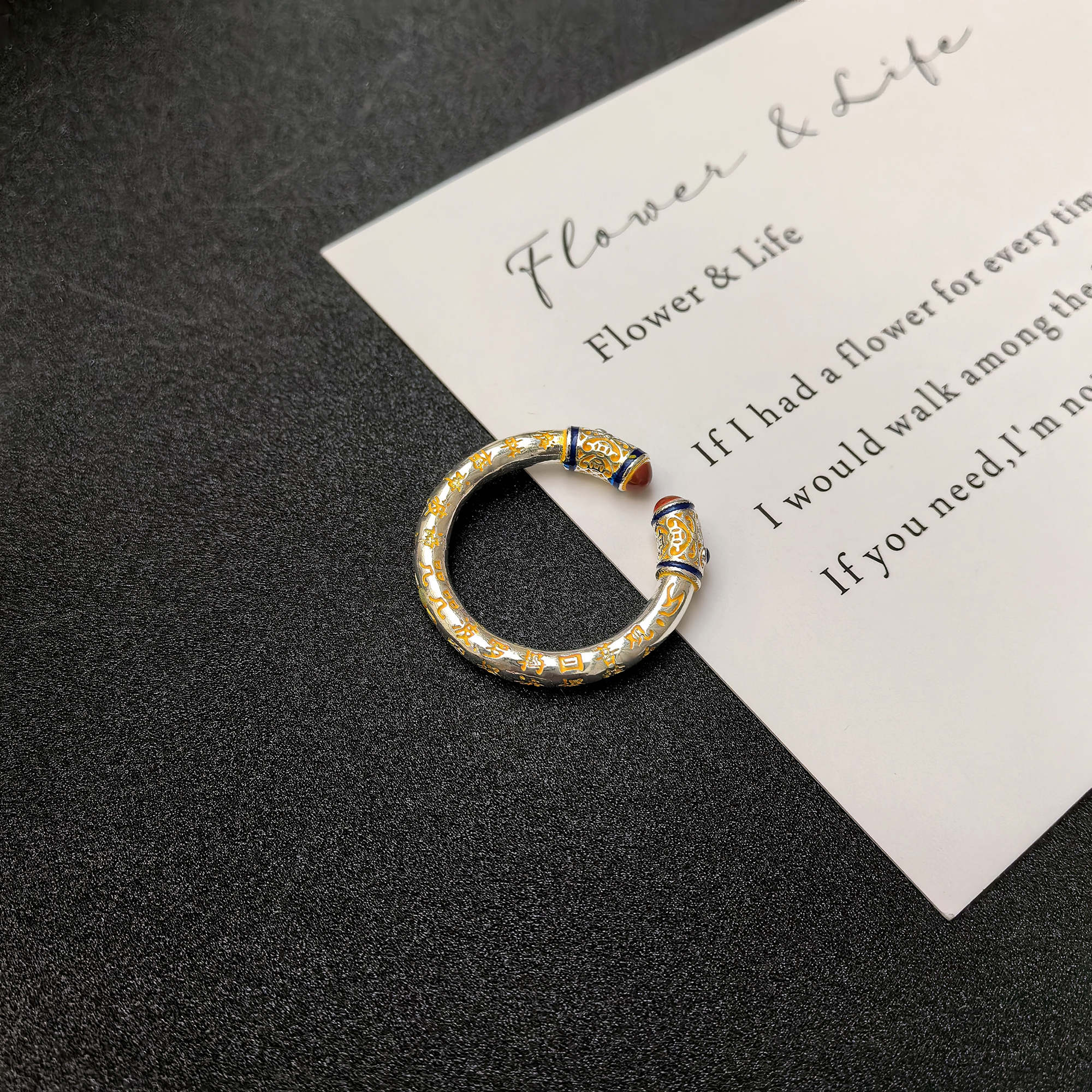 Gold-Plated Nezha Bracelet for Women, Open Design Ruyi Palace Style, Ethnic Bangle in Silver Color for Peace and Joy