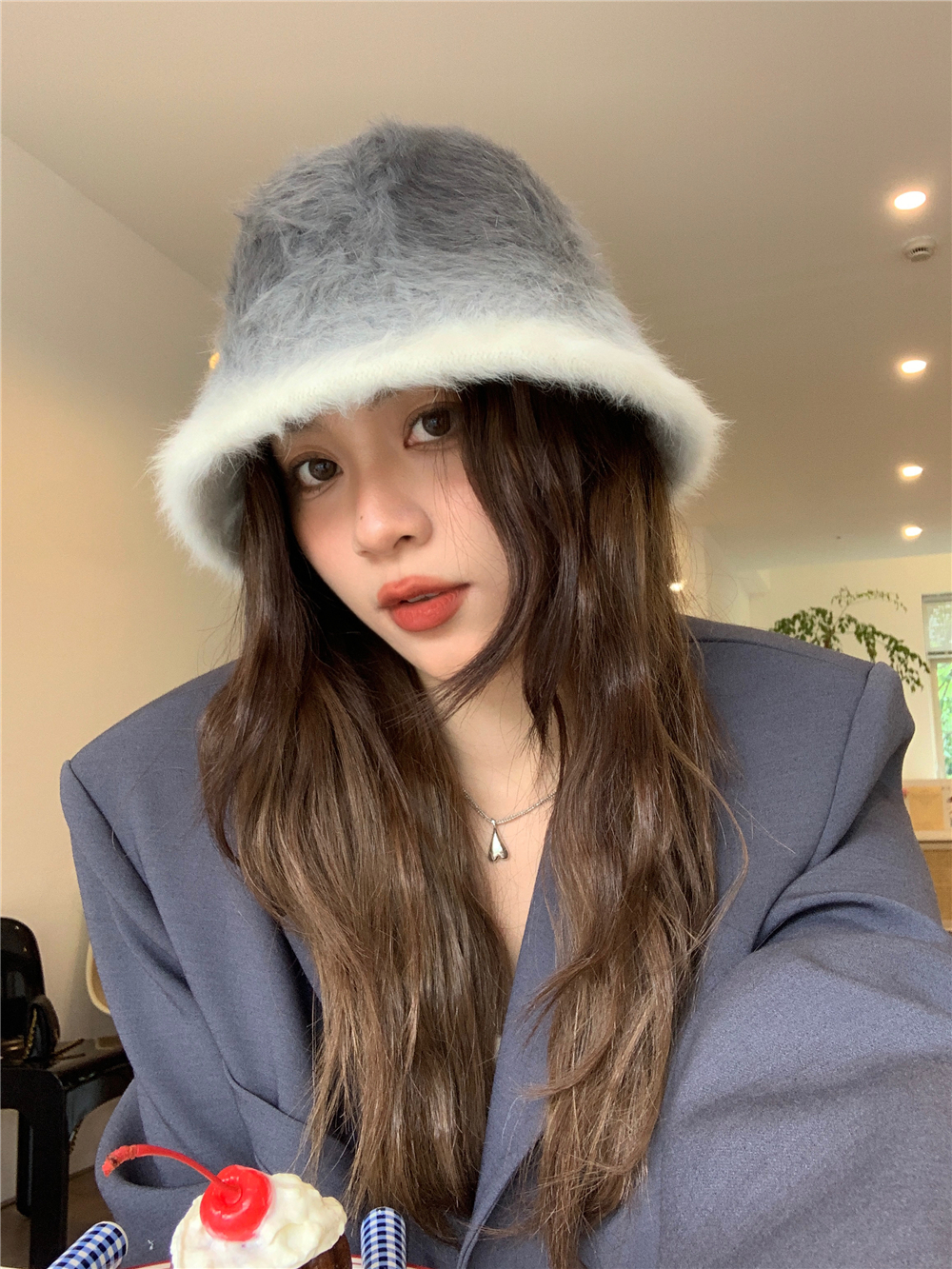 Gradient Color Rabbit Fur Bucket Hat for Women - Warm Versatile Fisherman Cap for Autumn and Winter, Trendy Ins-Style Fashion Gradient Color Rabbit Fur Bucket Hat for Women - Warm Versatile Fisherman Cap for Autumn and Winter, Trendy Ins-Style Fashion
