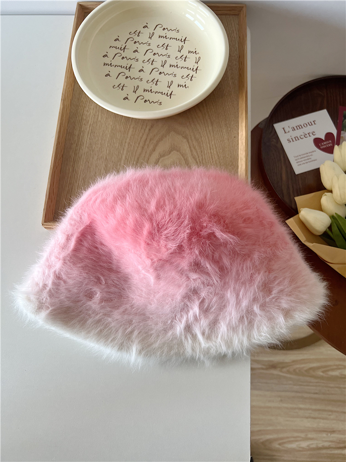Gradient Color Rabbit Fur Bucket Hat for Women - Warm Versatile Fisherman Cap for Autumn and Winter, Trendy Ins-Style Fashion Gradient Color Rabbit Fur Bucket Hat for Women - Warm Versatile Fisherman Cap for Autumn and Winter, Trendy Ins-Style Fashion