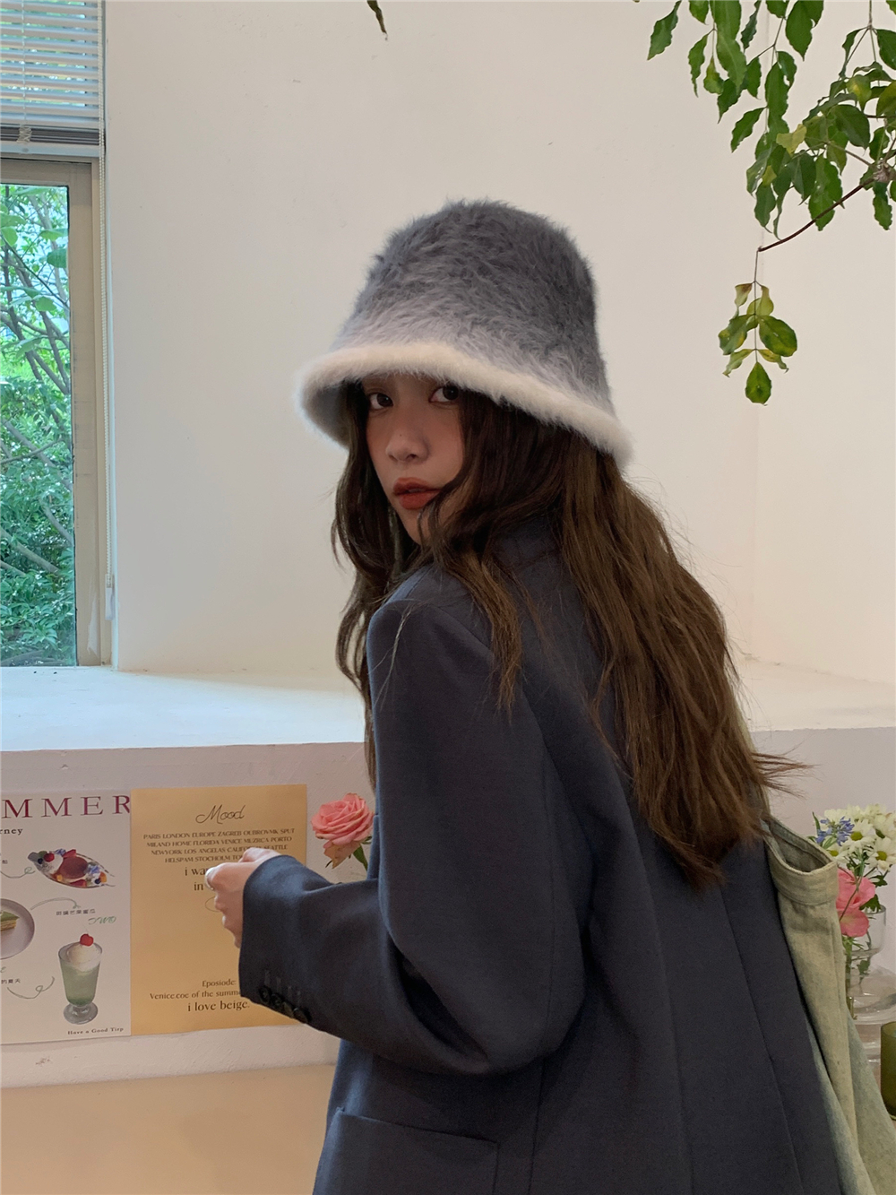 Gradient Color Rabbit Fur Bucket Hat for Women - Warm Versatile Fisherman Cap for Autumn and Winter, Trendy Ins-Style Fashion Gradient Color Rabbit Fur Bucket Hat for Women - Warm Versatile Fisherman Cap for Autumn and Winter, Trendy Ins-Style Fashion