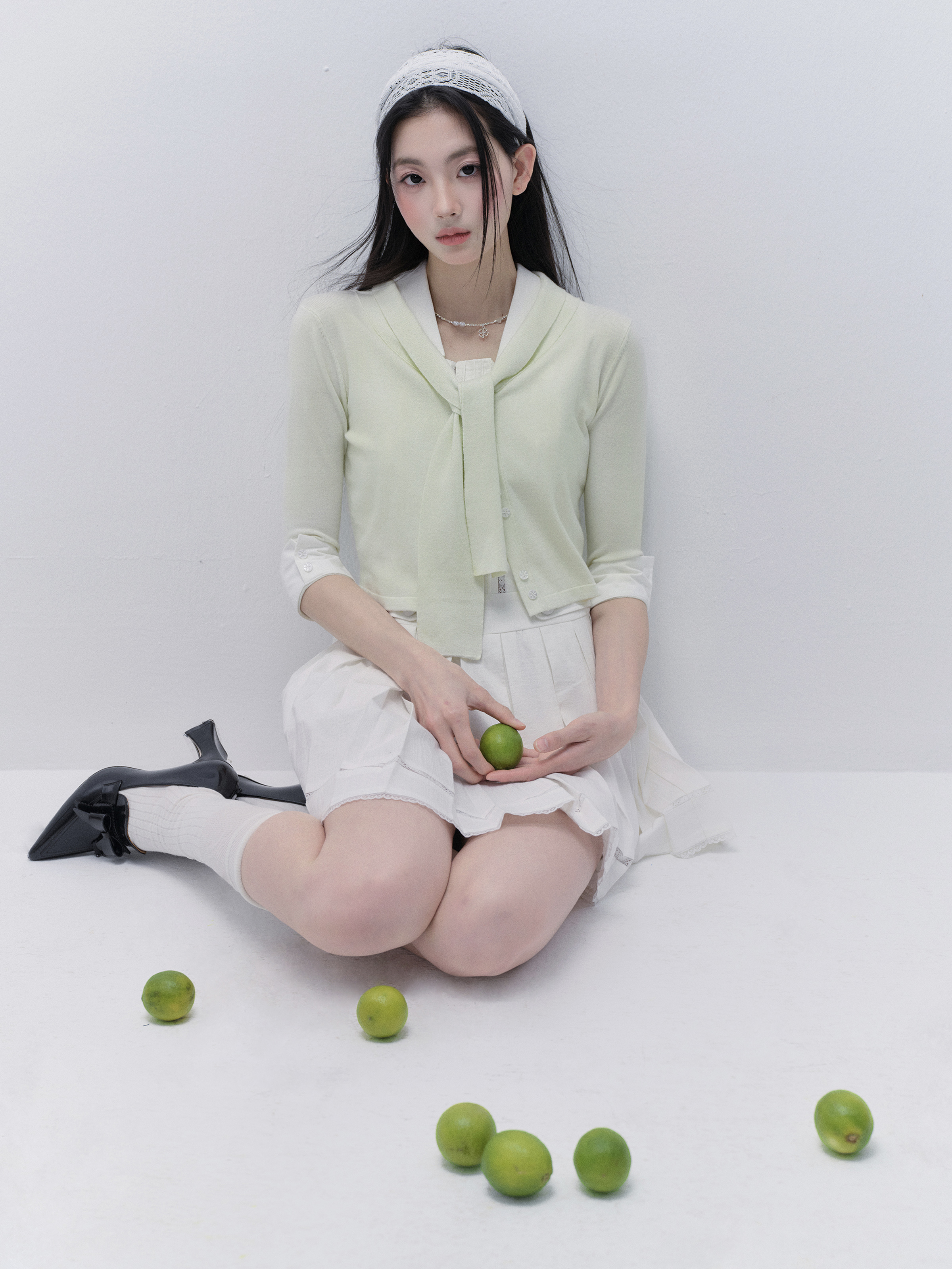 Green Grape Summer Tie Knitted Cardigan - Versatile Short Top for Women, Lightweight Fashion Layering Piece