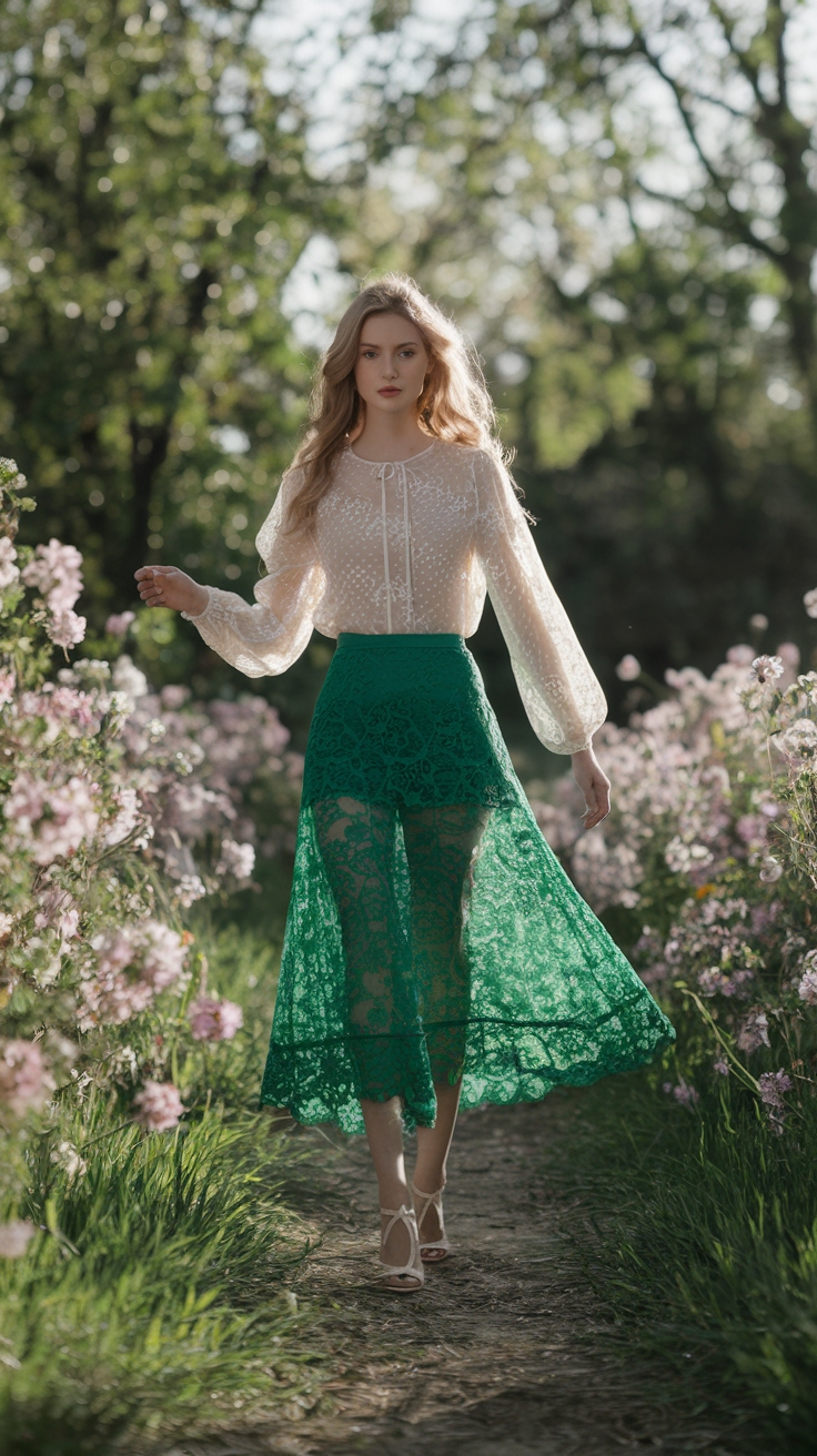Green Lace Skirt Outfit: Styling Tips for a Chic Look outfit idea