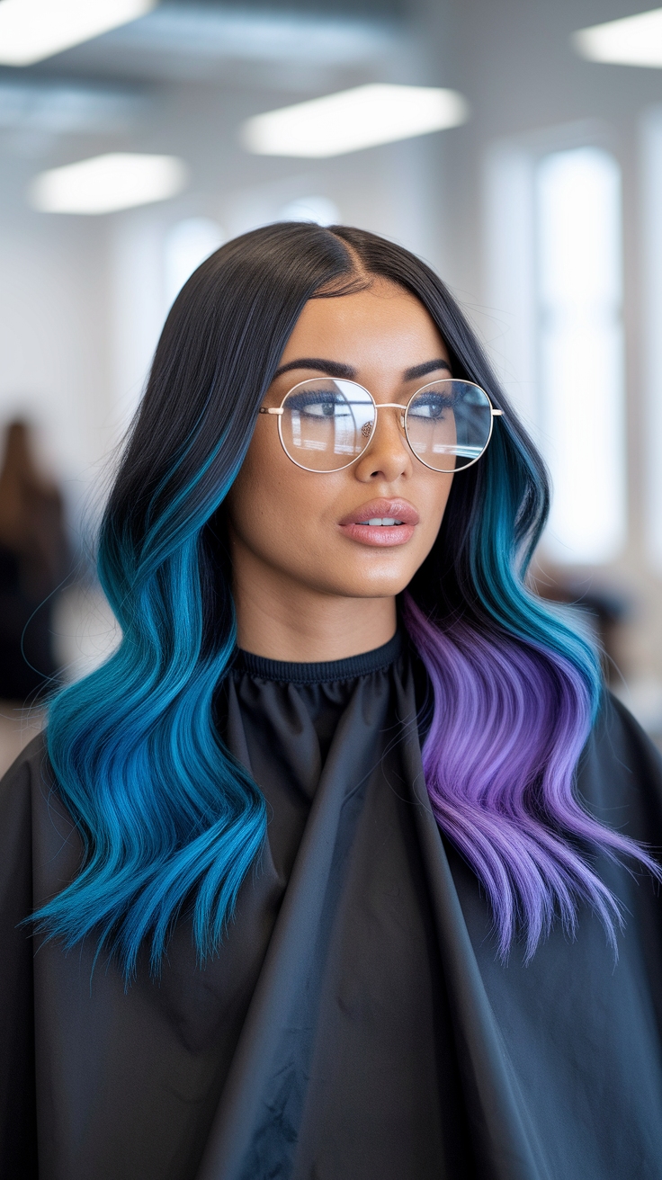 hair streaks for black hair outfit idea