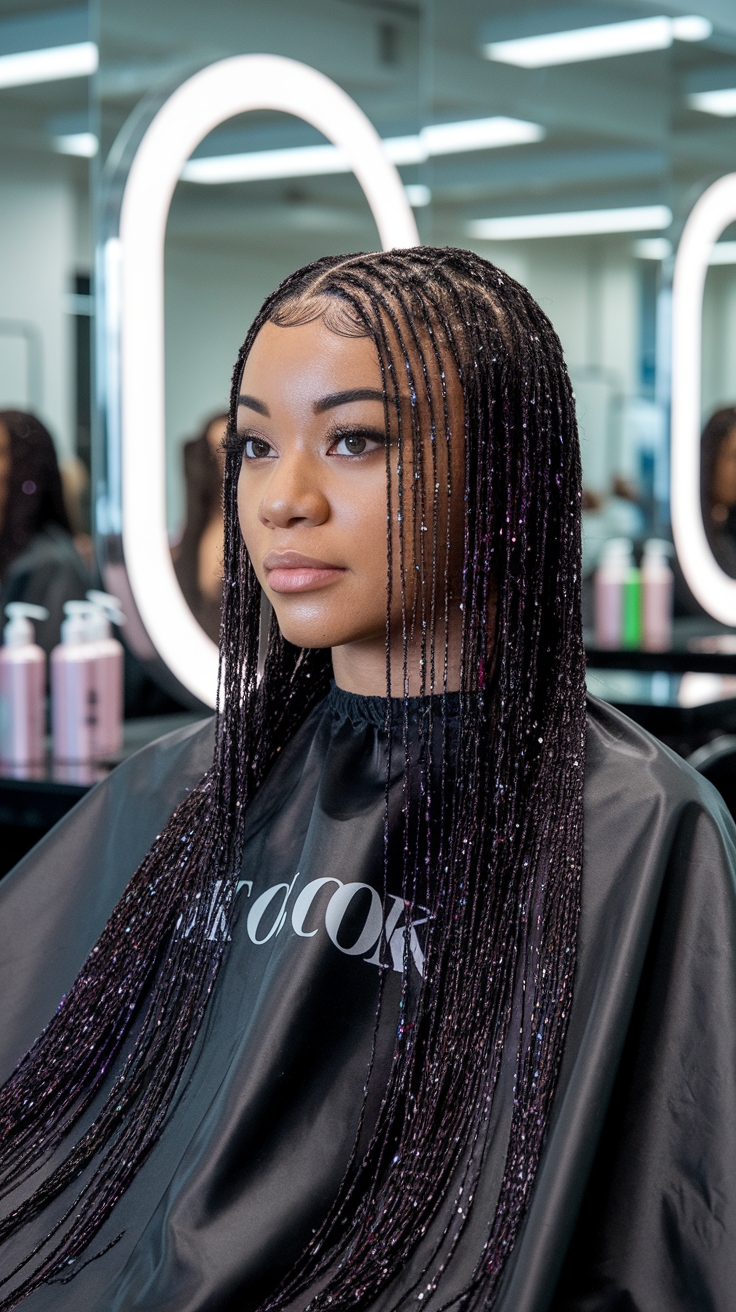 hair tinsel black hair