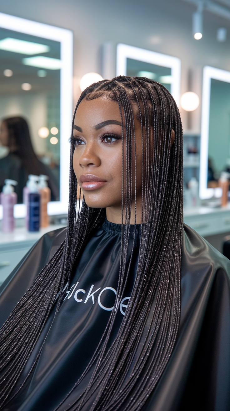 hair tinsel black hair outfit idea