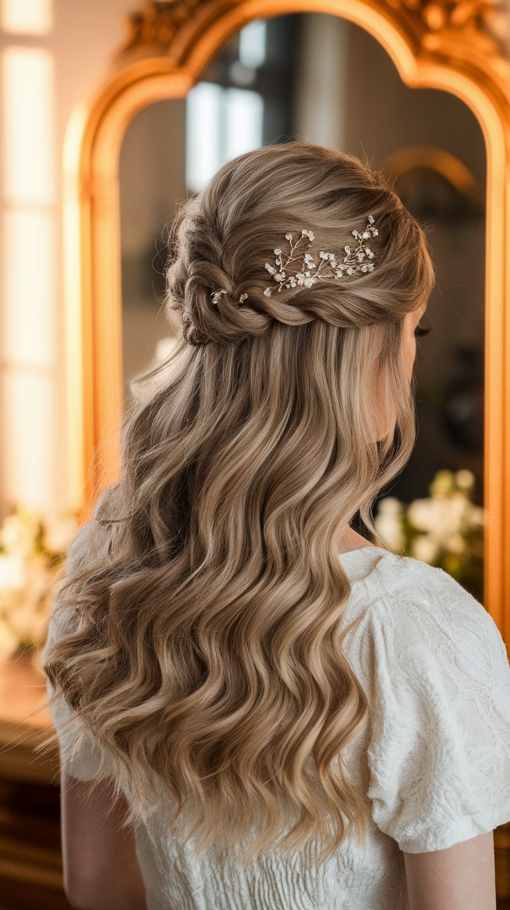 half up half down hair outfit idea