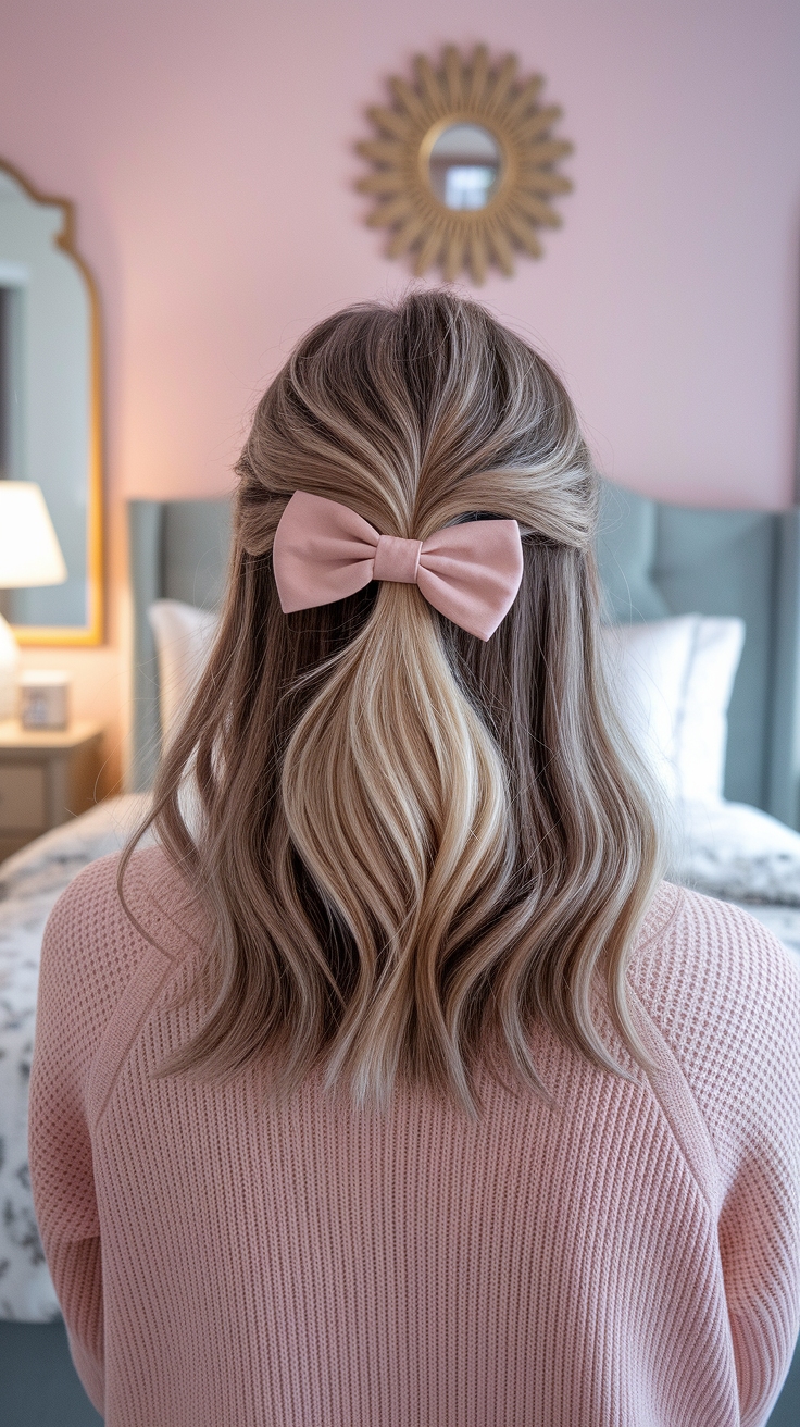 half up half down hair short hair outfit idea