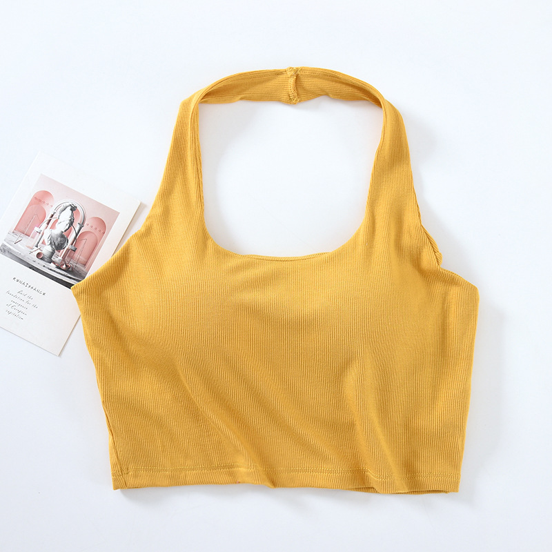 Halter Crop Top with Chest Pads, Slim Fit, Beautiful Back Design, Women's Strapless Innerwear, Y2K Style Halter Crop Top with Chest Pads, Slim Fit, Beautiful Back Design, Women's Strapless Innerwear, Y2K Style