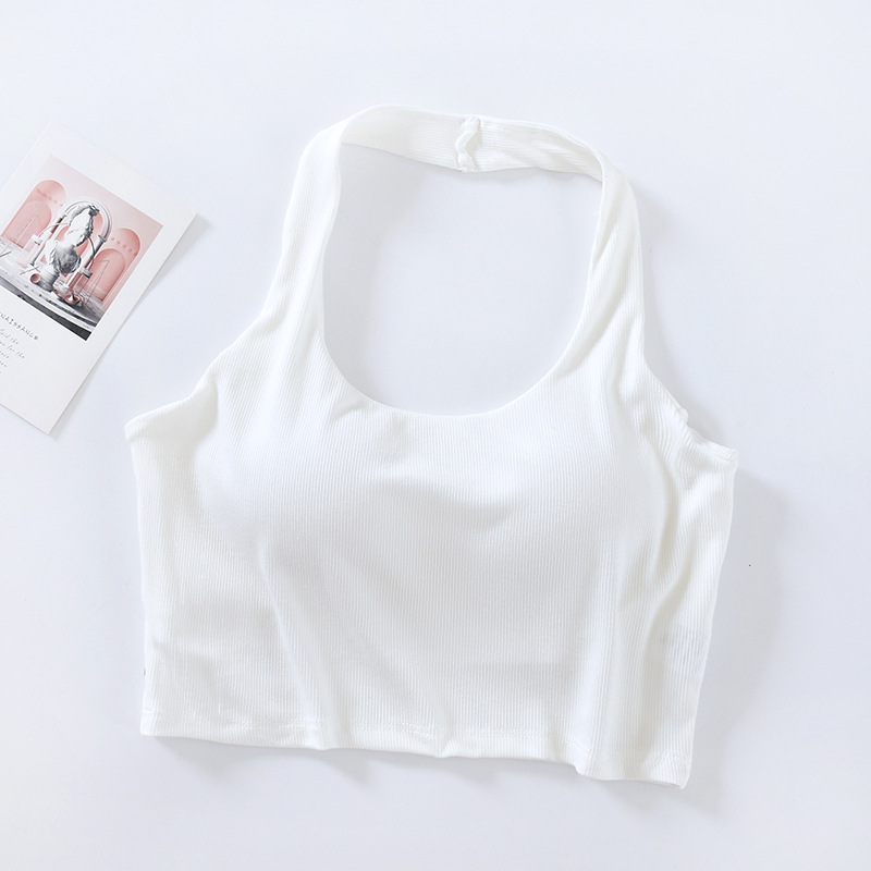 Halter Crop Top with Chest Pads, Slim Fit, Beautiful Back Design, Women's Strapless Innerwear, Y2K Style