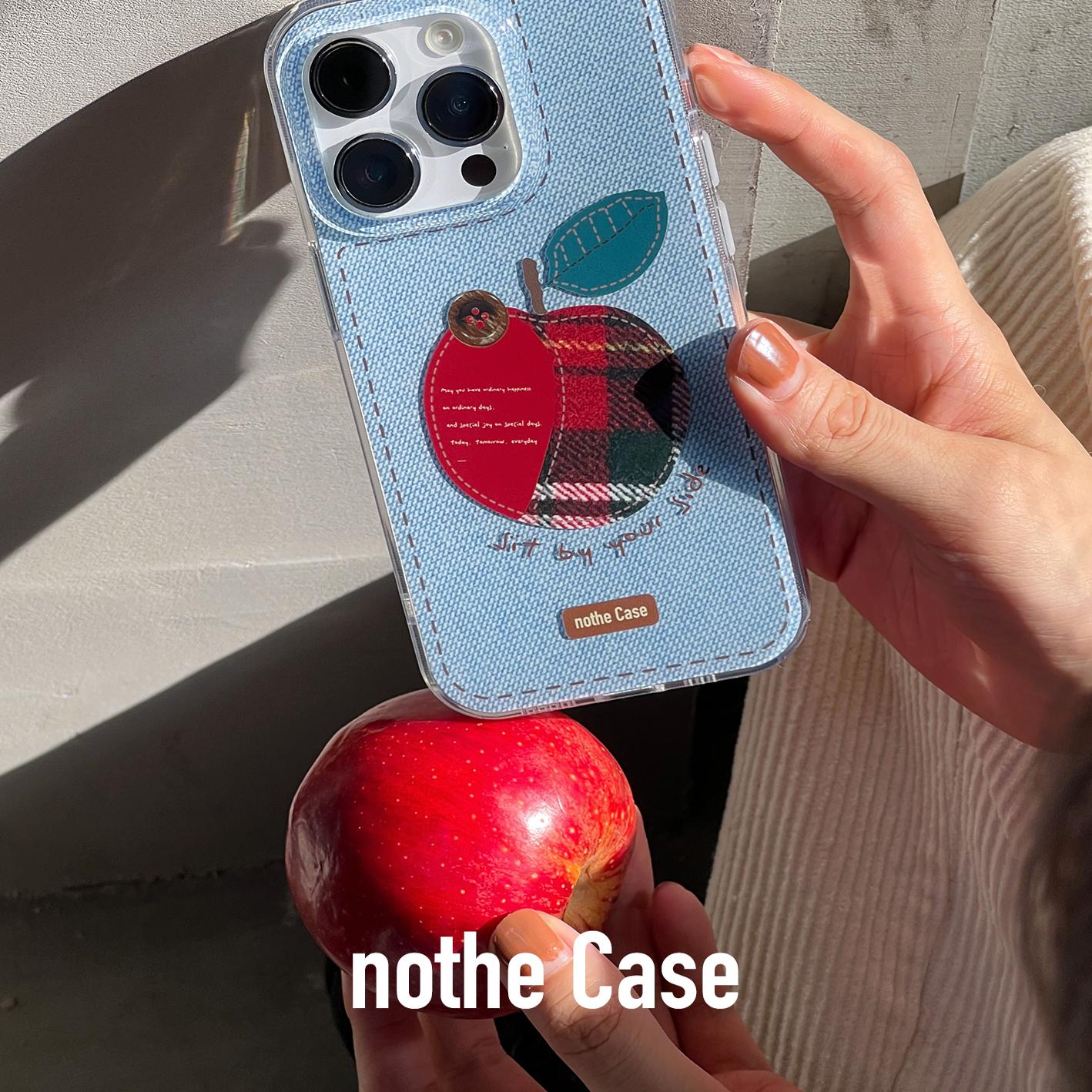 Hand-Painted Double-Layer IMD Phone Case for iPhone 16 Pro Max - Autumn Winter Red Apple Design, Original Protective Cover