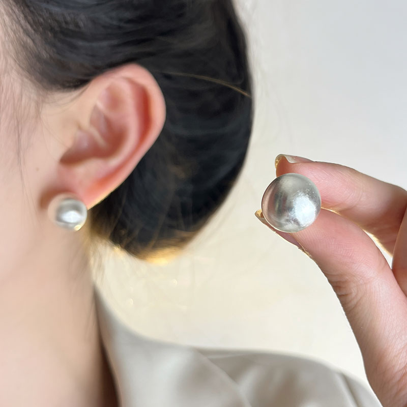 Handmade Brushed Metal Round Ball Earrings - Light Luxury Matte Ear Accessories for Women - High-End Cool Temperament Jewelry Handmade Brushed Metal Round Ball Earrings - Light Luxury Matte Ear Accessories for Women - High-End Cool Temperament Jewelry