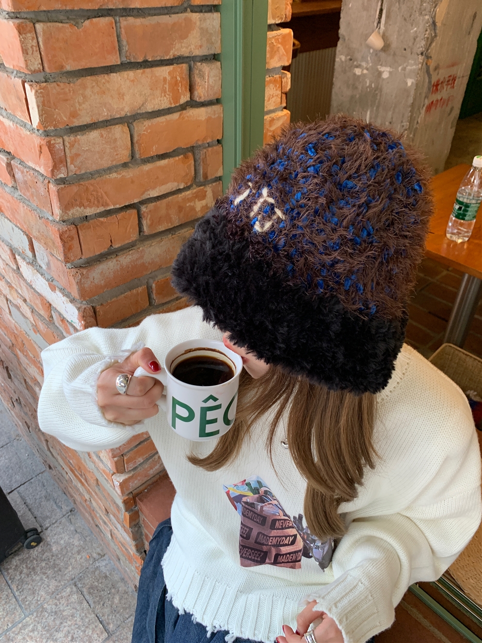 Handmade Color-Blocking Plush Chunky Knit Yarn Winter Hat for Women - Warm Thick Fisherman Style Handmade Color-Blocking Plush Chunky Knit Yarn Winter Hat for Women - Warm Thick Fisherman Style