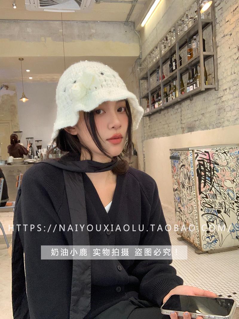 Handmade Crochet Bow Fisherman's Hat for Women - Floral Yarn Sun Hat for Autumn and Winter, Boho Style, Vintage Charm Handmade Crochet Bow Fisherman's Hat for Women - Floral Yarn Sun Hat for Autumn and Winter, Boho Style, Vintage Charm