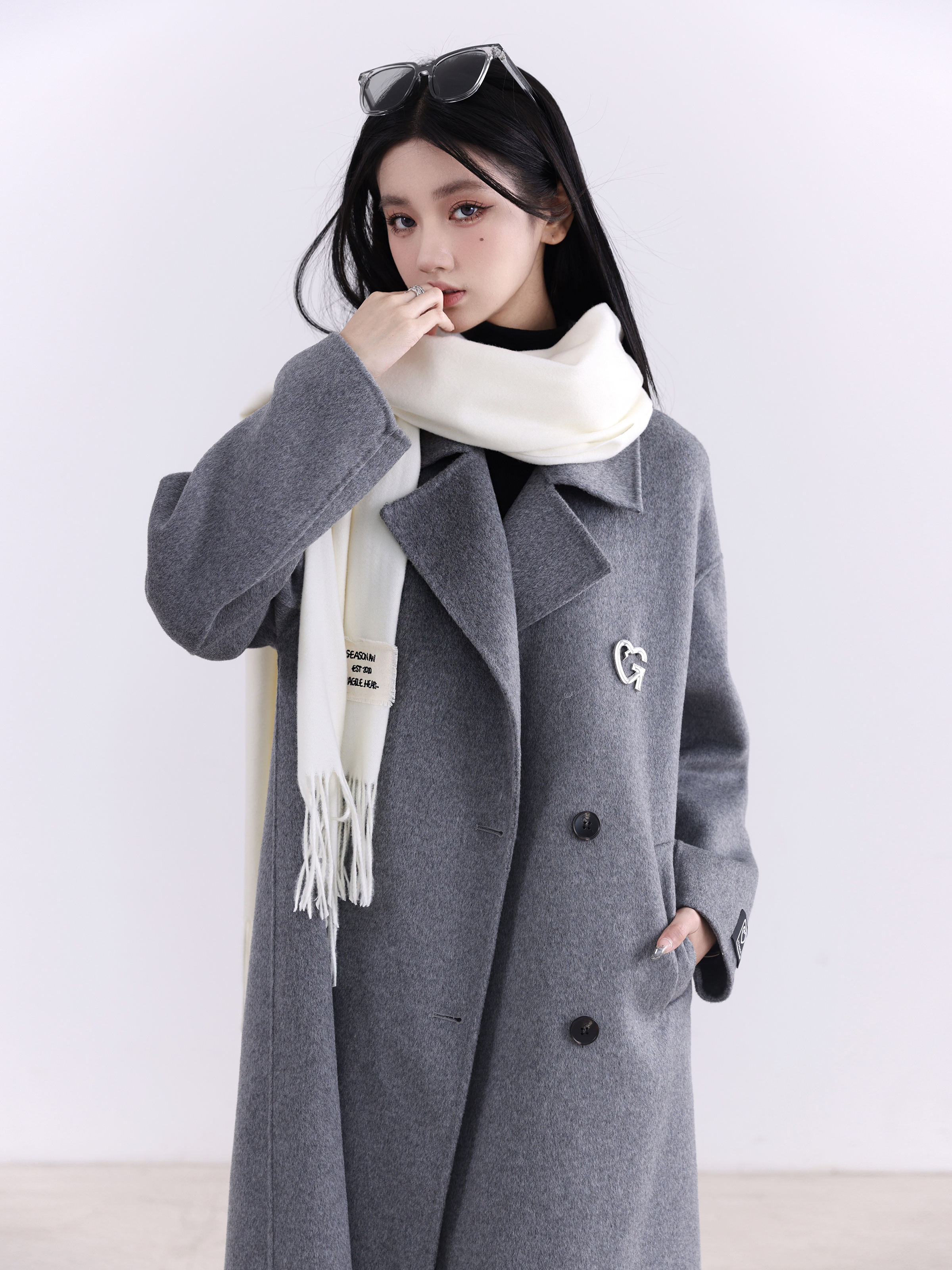 Handmade Double-Sided Wool Coat - 70% Wool, Spring/Summer, Korean Style, Lightweight, Chic Layering Piece Handmade Double-Sided Wool Coat - 70% Wool, Spring/Summer, Korean Style, Lightweight, Chic Layering Piece