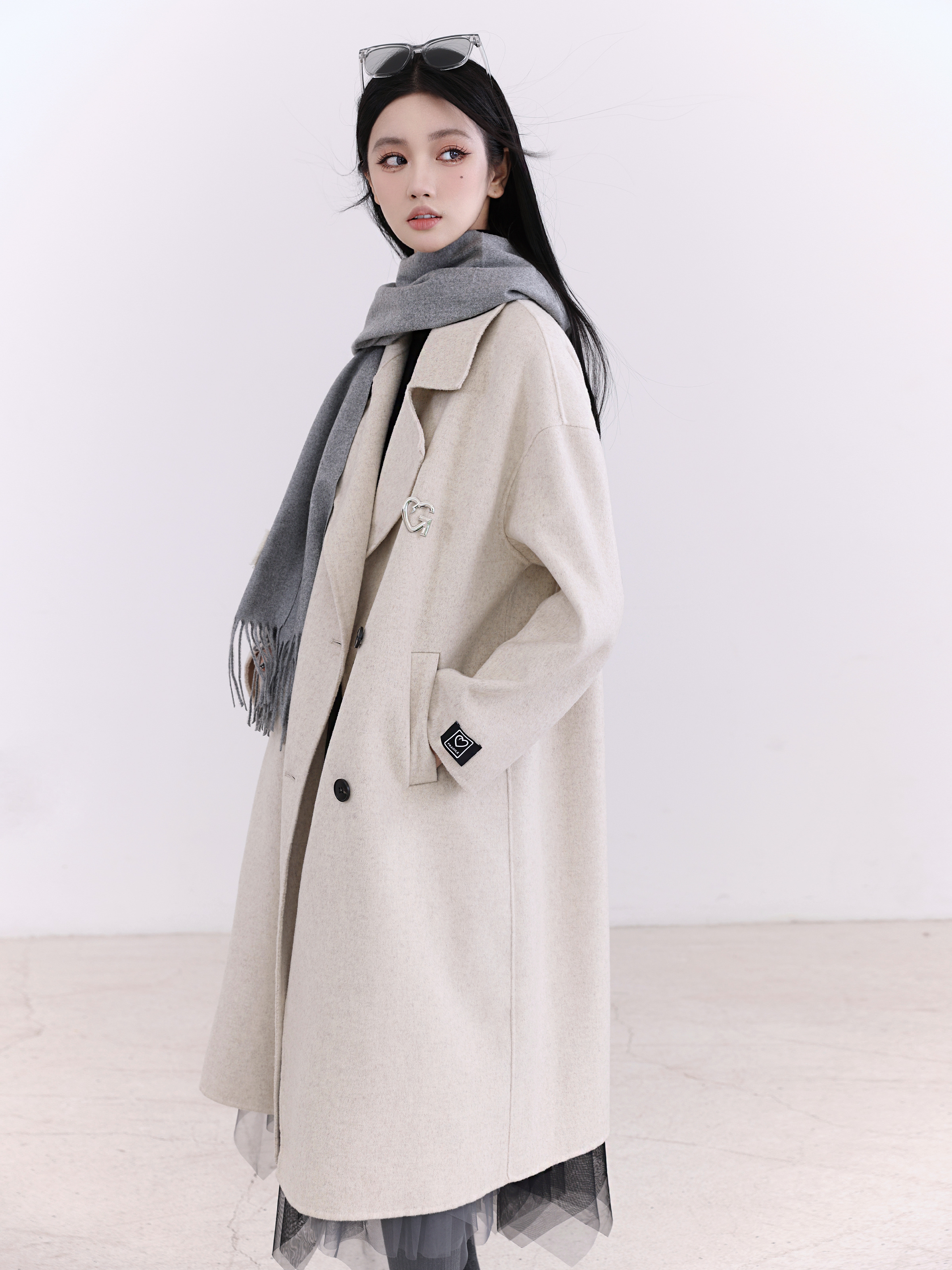 Handmade Double-Sided Wool Coat - 70% Wool, Spring/Summer, Korean Style, Lightweight, Chic Layering Piece
