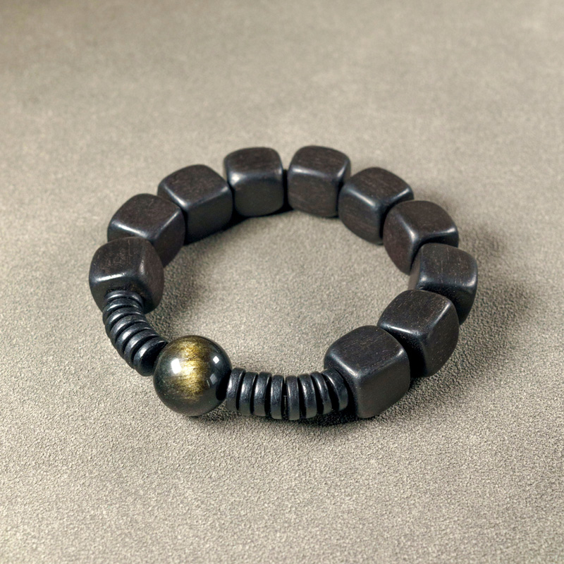 Handmade Ebony Wood Bracelet - Retro Ethnic Design, Japanese & Korean Style, Unisex Personalized Jewelry Handmade Ebony Wood Bracelet - Retro Ethnic Design, Japanese & Korean Style, Unisex Personalized Jewelry