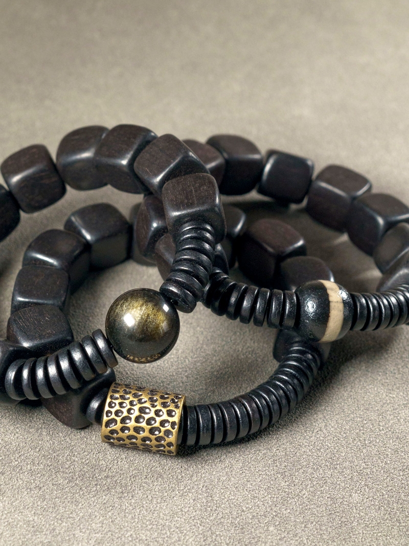 Handmade Ebony Wood Bracelet - Retro Ethnic Design, Japanese & Korean Style, Unisex Personalized Jewelry Handmade Ebony Wood Bracelet - Retro Ethnic Design, Japanese & Korean Style, Unisex Personalized Jewelry