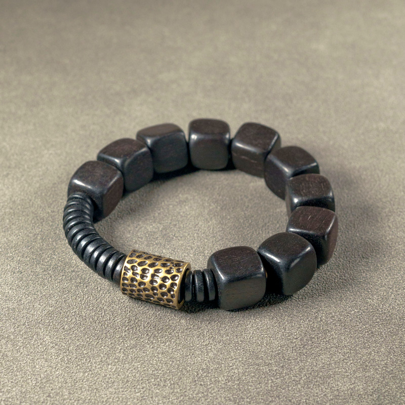 Handmade Ebony Wood Bracelet - Retro Ethnic Design, Japanese & Korean Style, Unisex Personalized Jewelry Handmade Ebony Wood Bracelet - Retro Ethnic Design, Japanese & Korean Style, Unisex Personalized Jewelry