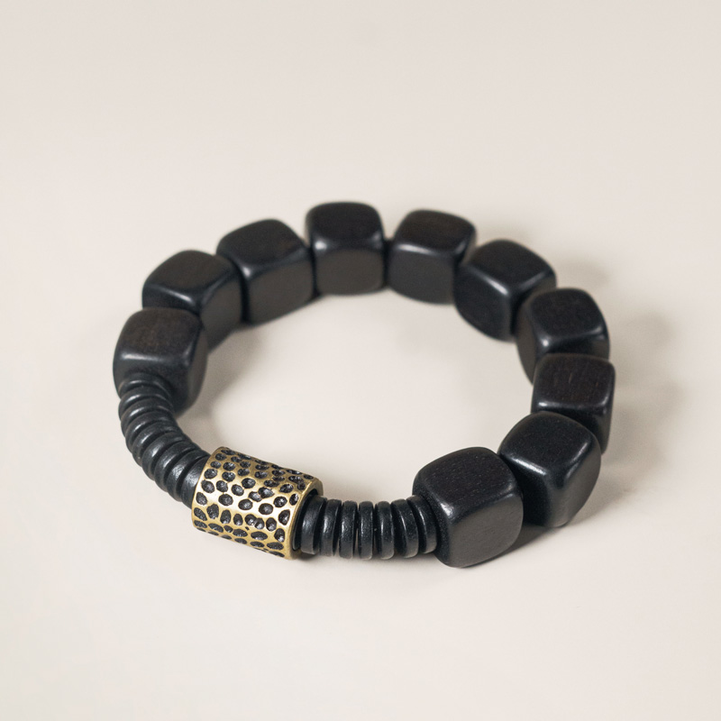 Handmade Ebony Wood Bracelet - Retro Ethnic Design, Japanese & Korean Style, Unisex Personalized Jewelry Handmade Ebony Wood Bracelet - Retro Ethnic Design, Japanese & Korean Style, Unisex Personalized Jewelry