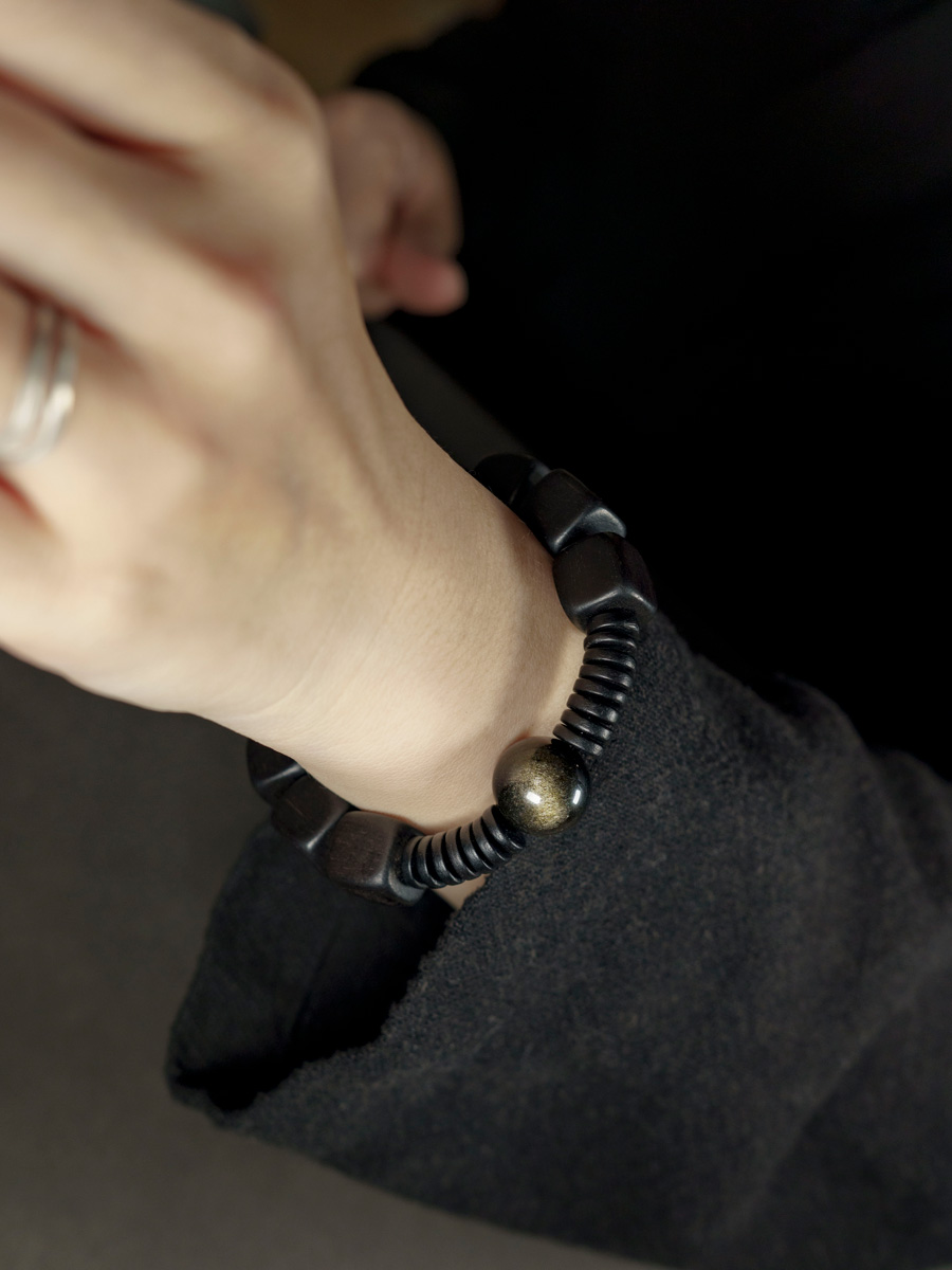 Handmade Ebony Wood Bracelet - Retro Ethnic Design, Japanese & Korean Style, Unisex Personalized Jewelry Handmade Ebony Wood Bracelet - Retro Ethnic Design, Japanese & Korean Style, Unisex Personalized Jewelry