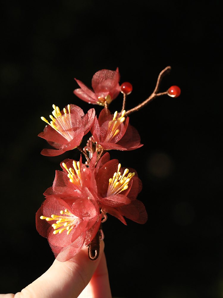 Handmade Embroidered Plum Blossom Hairpin - Ancient Style Hanfu Side Clip for Updo, Elegant Women's Qipao Hair Accessory Handmade Embroidered Plum Blossom Hairpin - Ancient Style Hanfu Side Clip for Updo, Elegant Women's Qipao Hair Accessory