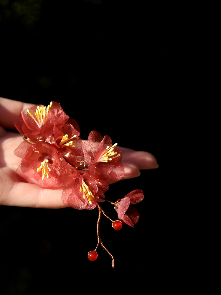 Handmade Embroidered Plum Blossom Hairpin - Ancient Style Hanfu Side Clip for Updo, Elegant Women's Qipao Hair Accessory Handmade Embroidered Plum Blossom Hairpin - Ancient Style Hanfu Side Clip for Updo, Elegant Women's Qipao Hair Accessory