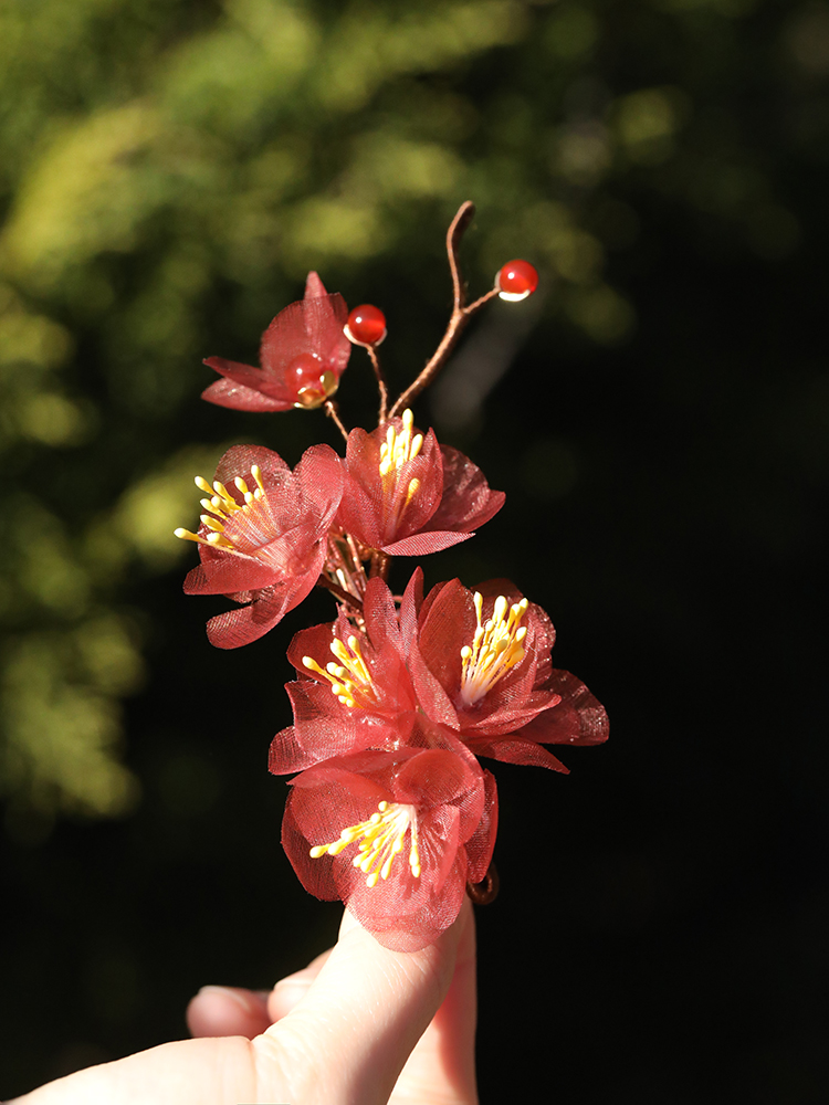 Handmade Embroidered Plum Blossom Hairpin - Ancient Style Hanfu Side Clip for Updo, Elegant Women's Qipao Hair Accessory Handmade Embroidered Plum Blossom Hairpin - Ancient Style Hanfu Side Clip for Updo, Elegant Women's Qipao Hair Accessory