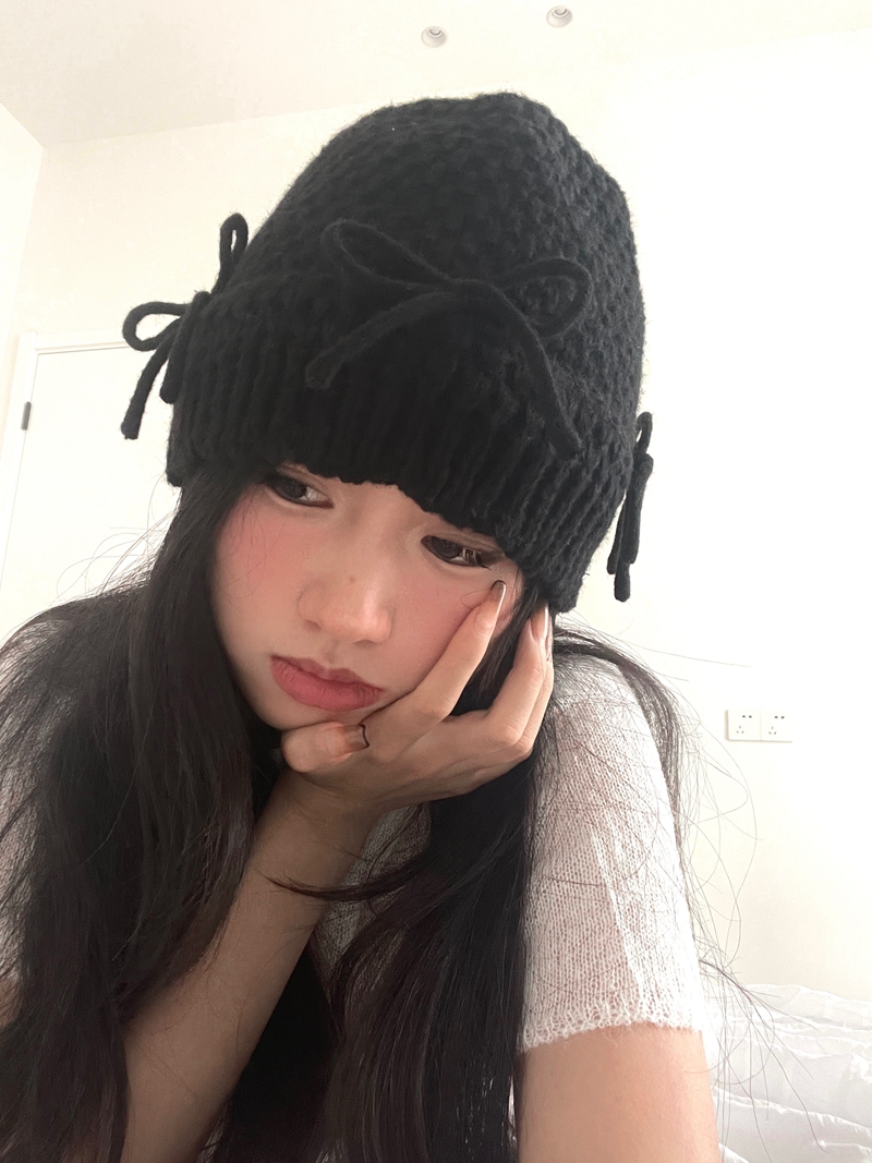 Handmade Knitted Bow Fisherman Hat for Women - Versatile Cold Weather Bucket Hat with Ear Coverage for Autumn and Winter
