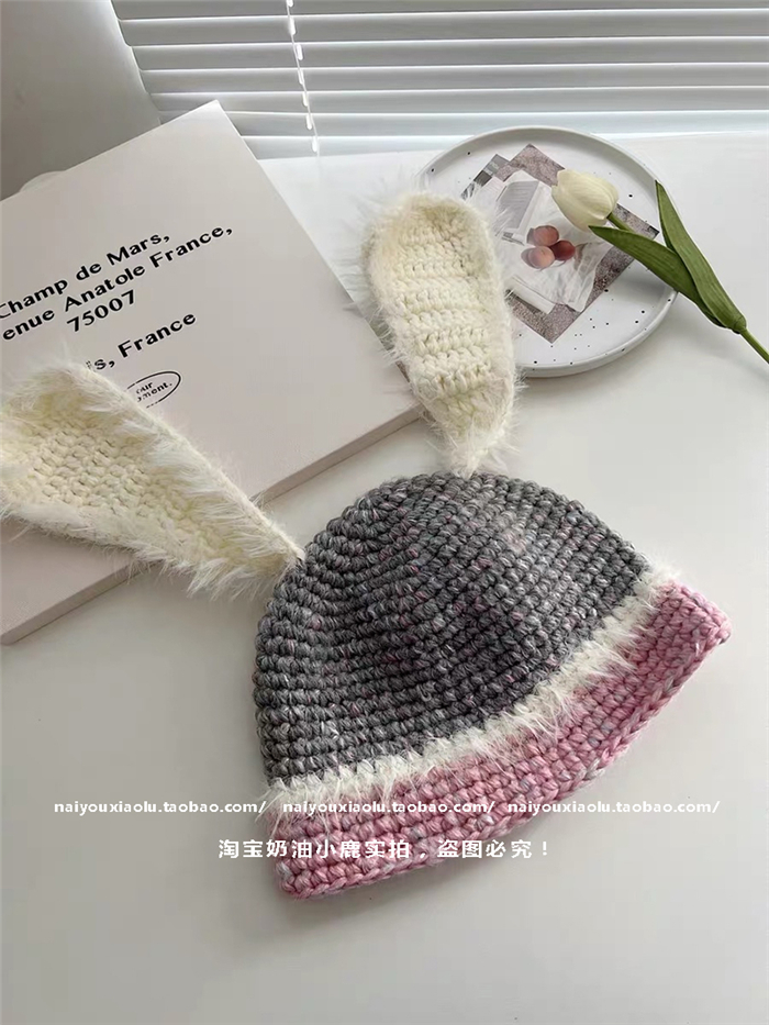 Handmade Knitted Long-Eared Rabbit Plush Hat for Women - Cute Yarn Bucket Hat for Autumn Winter Ear Protection Handmade Knitted Long-Eared Rabbit Plush Hat for Women - Cute Yarn Bucket Hat for Autumn Winter Ear Protection
