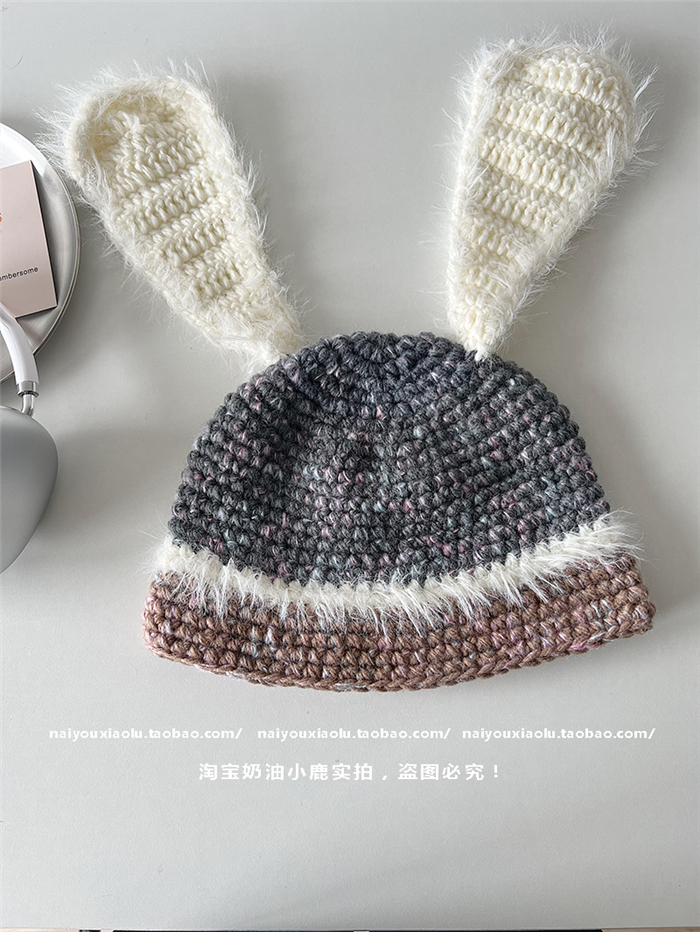 Handmade Knitted Long-Eared Rabbit Plush Hat for Women - Cute Yarn Bucket Hat for Autumn Winter Ear Protection Handmade Knitted Long-Eared Rabbit Plush Hat for Women - Cute Yarn Bucket Hat for Autumn Winter Ear Protection
