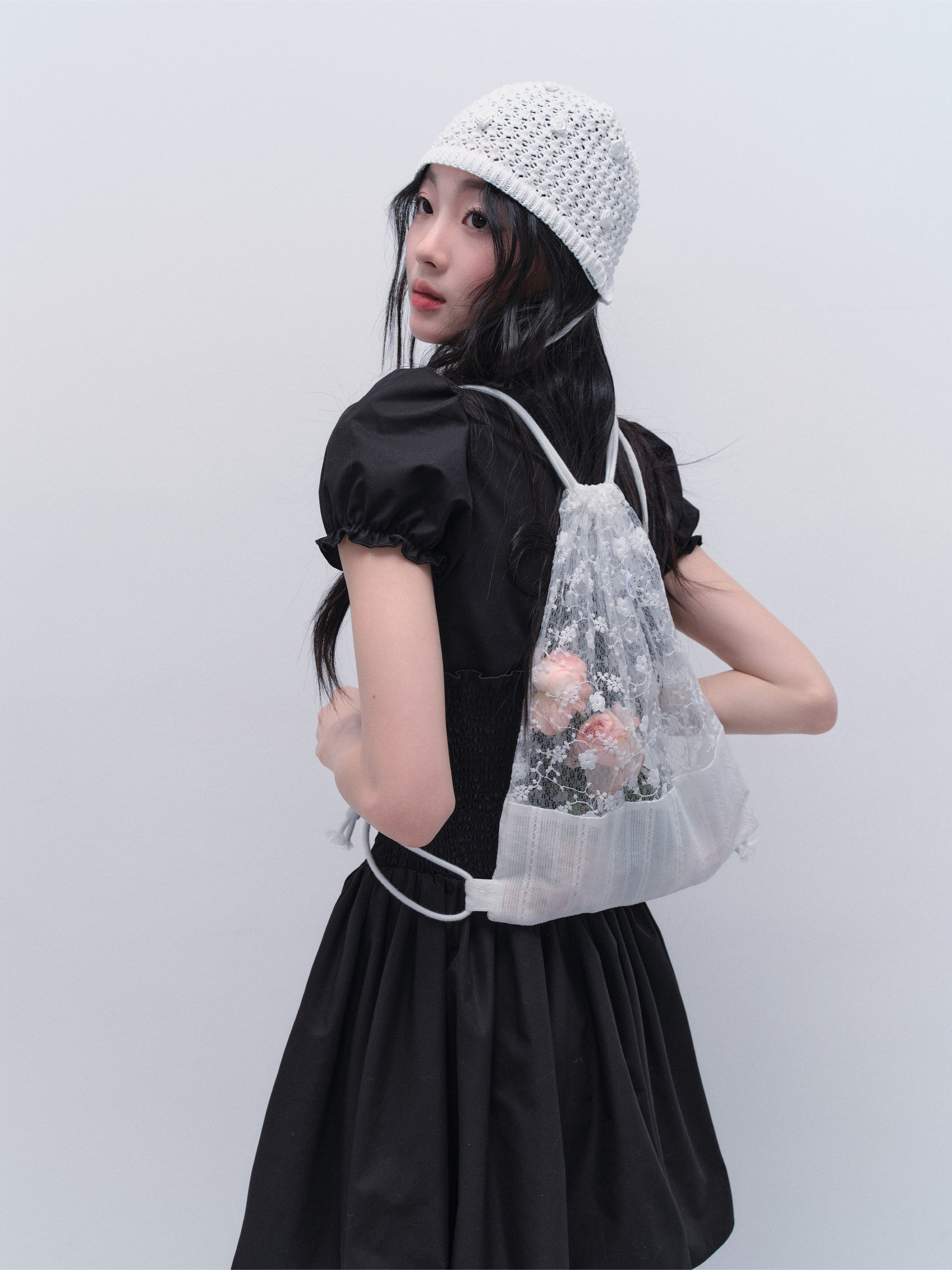 Handmade Korean Style Lace Drawstring Backpack - Versatile Ins Fashion Accessory for Everyday Use
