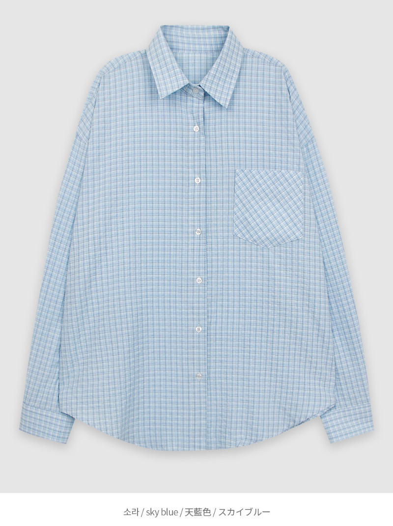 Handmade Korean Style Single-Row Check Long Sleeve Collar Shirt for Women - Trendy Fashion Top