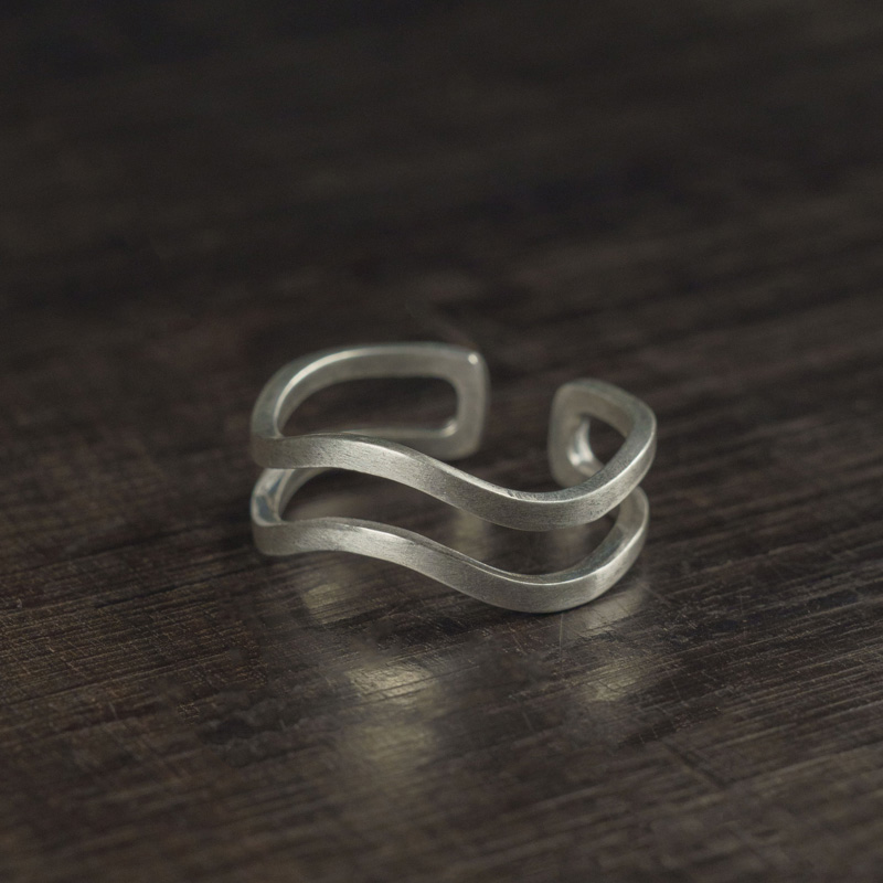 Handmade Retro 925 Silver Ring for Men & Women, Adjustable Open Design, Simple Matte Finish, Perfect for Couples