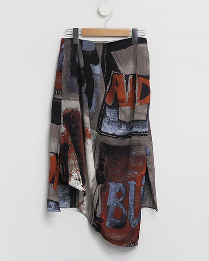 Handmade Retro Abstract Oil Painting Style Irregular Half-Length Skirt - Artistic Pattern for Unique Vintage Fashion
