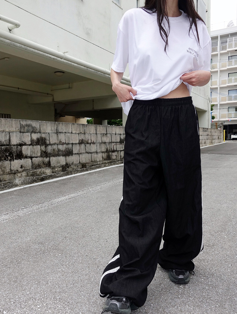 Handmade Retro Lace Side Stripe Casual Pants - Korean Style Straight Fit Trousers for a Chic 90s Look Handmade Retro Lace Side Stripe Casual Pants - Korean Style Straight Fit Trousers for a Chic 90s Look